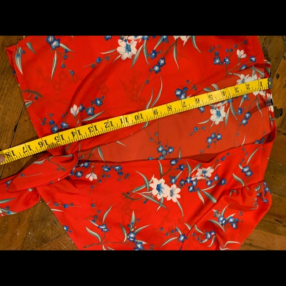 🔥🔥🔥Red Orange floral two-piece crop short set - Picture 12 of 12